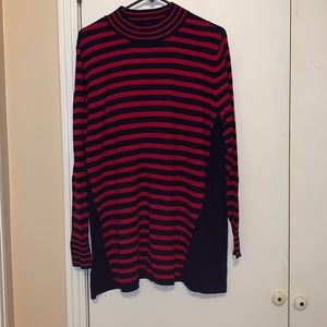 Susan Graver red and dark navy blue stripe top